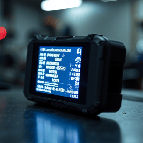 Advanced OBD-II scanner reading a diagnostic code related to a check engine light issue in a modern vehicle. This image showcases the high-tech diagnostic equipment used by 916 Auto Repair for accurate fault detection in Fair Oaks.