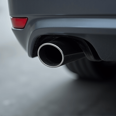 Close-up of vehicle exhaust being analyzed during a smog inspection, ensuring accurate measurement of pollutants for Sacramento area standards.